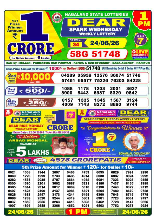Lottery Sambad Result 1 PM